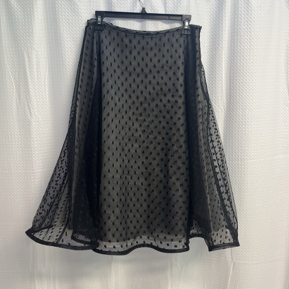 Vtg Lafayette 148 Black Mesh Swiss Dot‎ Crinoline A Line Midi Skirt 6 Whimsigoth